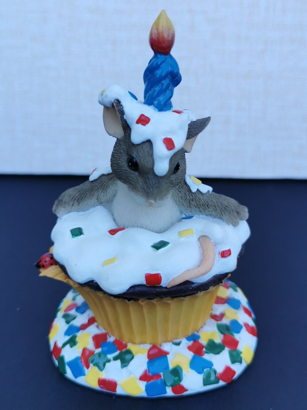 Fitz & Floyd Charming Tails Happy Birthday Surprise Figurine Mice Mouse Cupcake